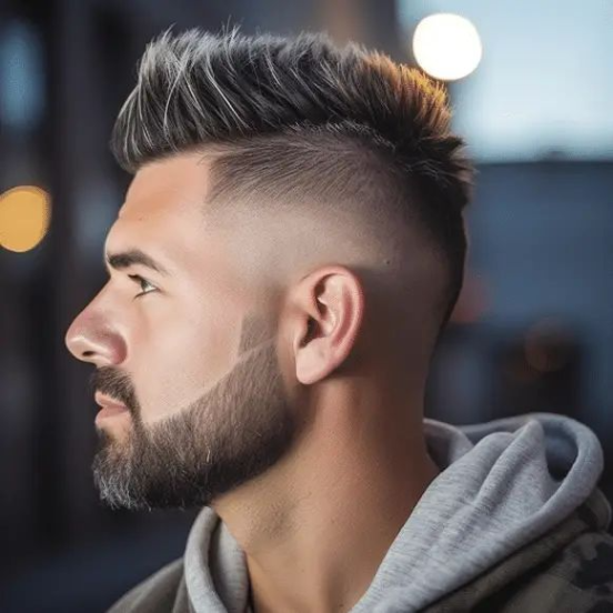 Faux Hawk with Low Taper Fade and Design