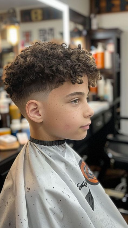 Kids & Teen Boys Low Taper Fade Curly Hair