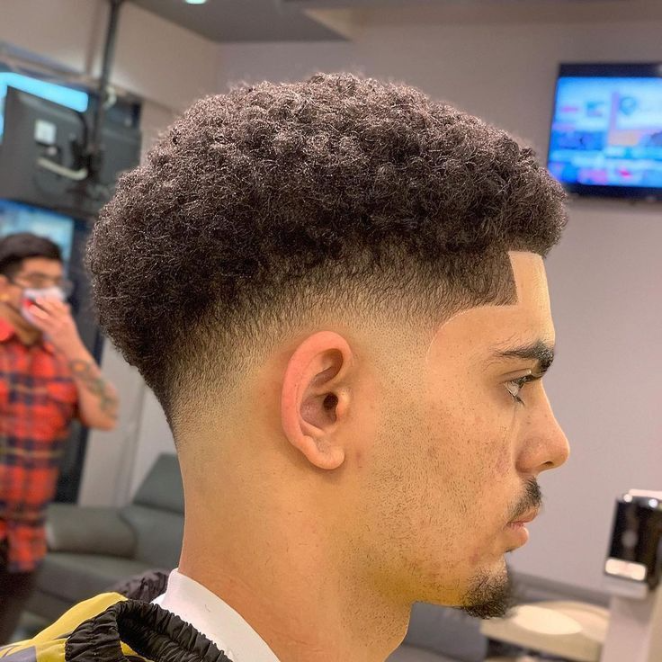 Low Mid Taper Fade Curly Hair
