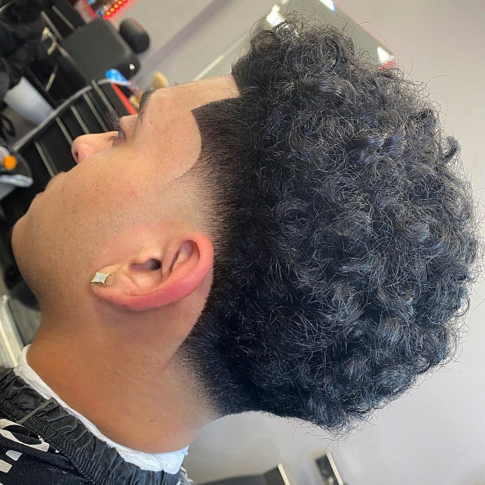 Low Taper Burst Fade Curly Hair