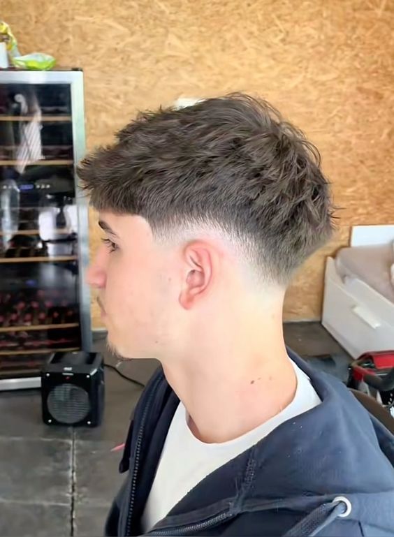 Low Taper Drop Fade Straight Hair