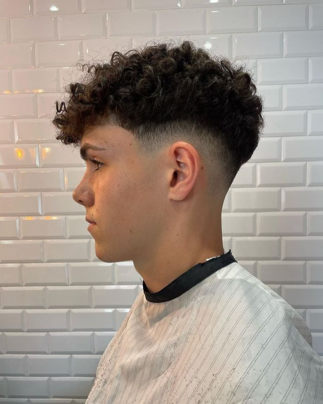 Low Taper Fade Curly Hair Blonde