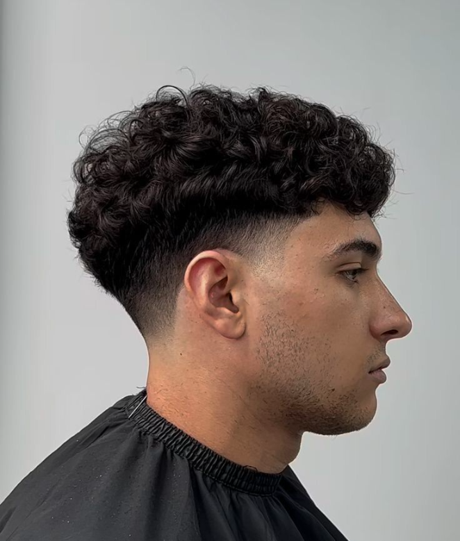 Low Taper Fade Curly Hair Undercut Style