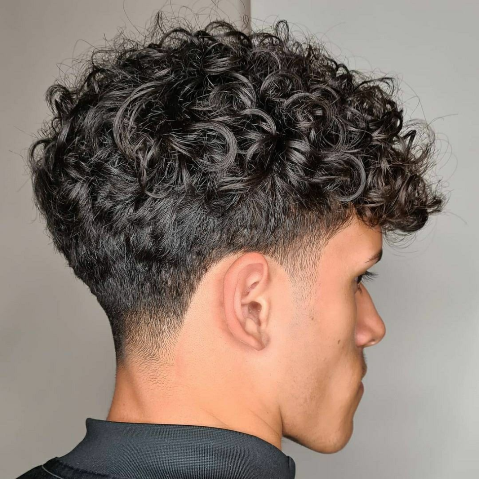 Low Taper Fade Curly Hair White Male
