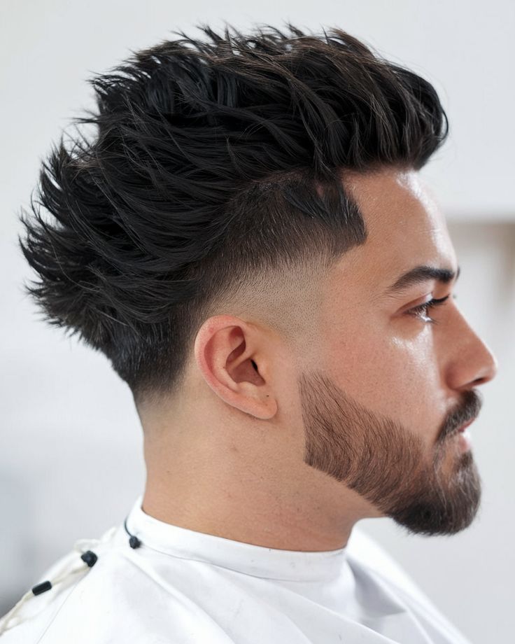 Low Taper Fade with Beard Straight Hair