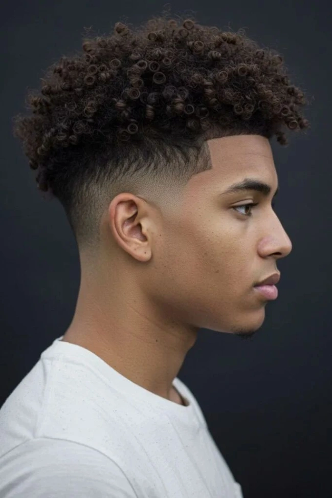 High Taper Fade Curly Hair
