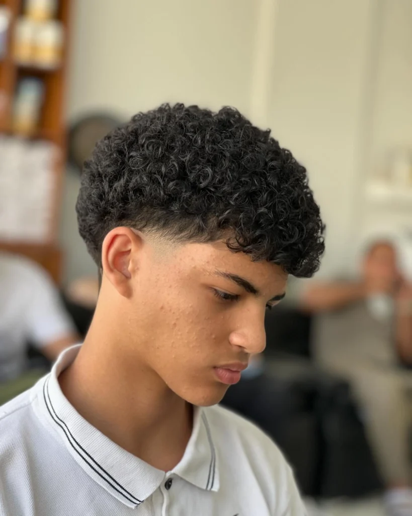 Low Taper Fade Fluffy Hair for Black Men